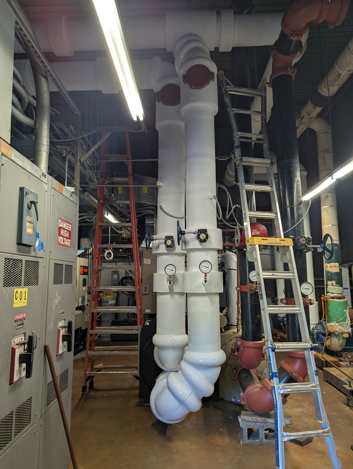 Chilled water piping insulation preventing heat gain - Wisconsin installation